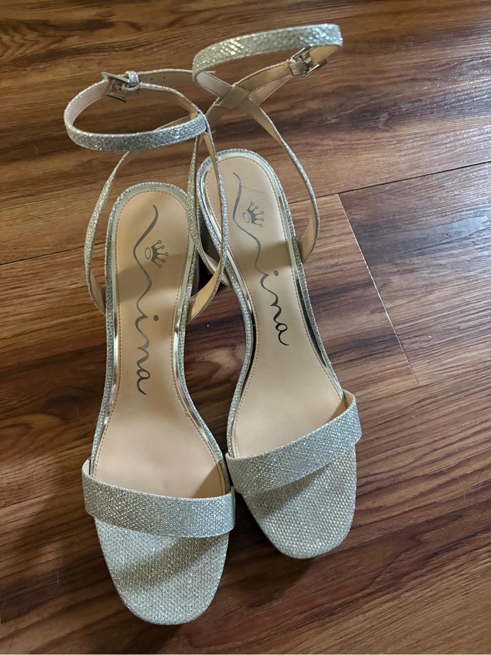 Women's Ankle-Strap Dress Sandals in Shimmery Silver